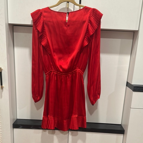 The Kooples Red Pleated Long Sleeve Dress size M - Picture 3 of 3